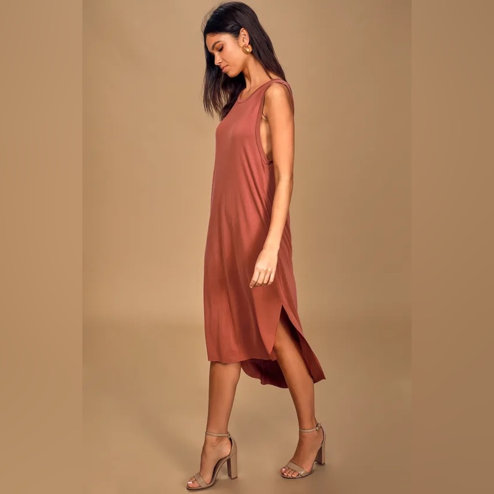 LUSH Midnight Lady Washed Red Midi Dress